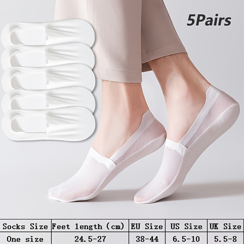 5 pair   white breathable mesh no show socks   suitable for short ankle socks for sneakers machine washable spring summer invisible socks for teenager