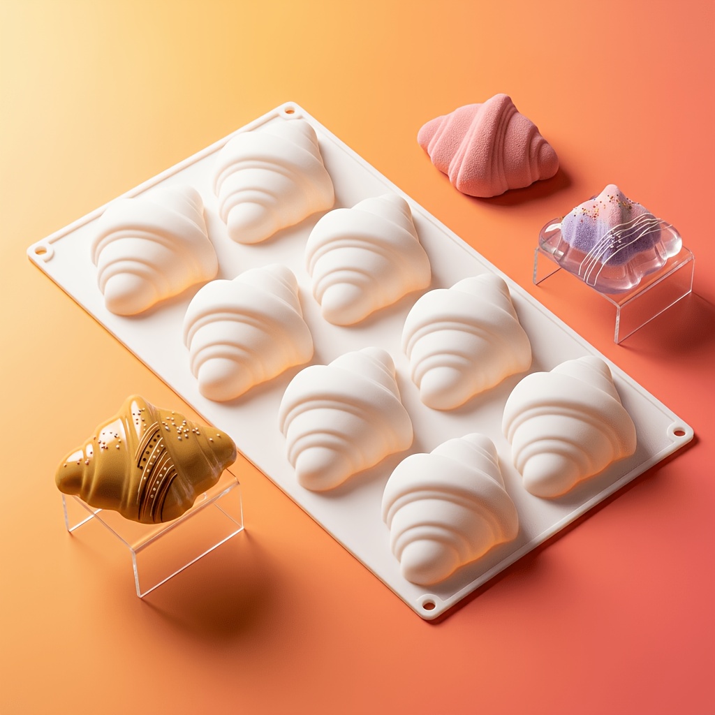 TEMU Bovine Horn Bag Silicone Mold, Baking For Bovine Horn Bag Making, Suitable For Cake Decoration, Chocolate, Jelly, And Scented Candle Melting