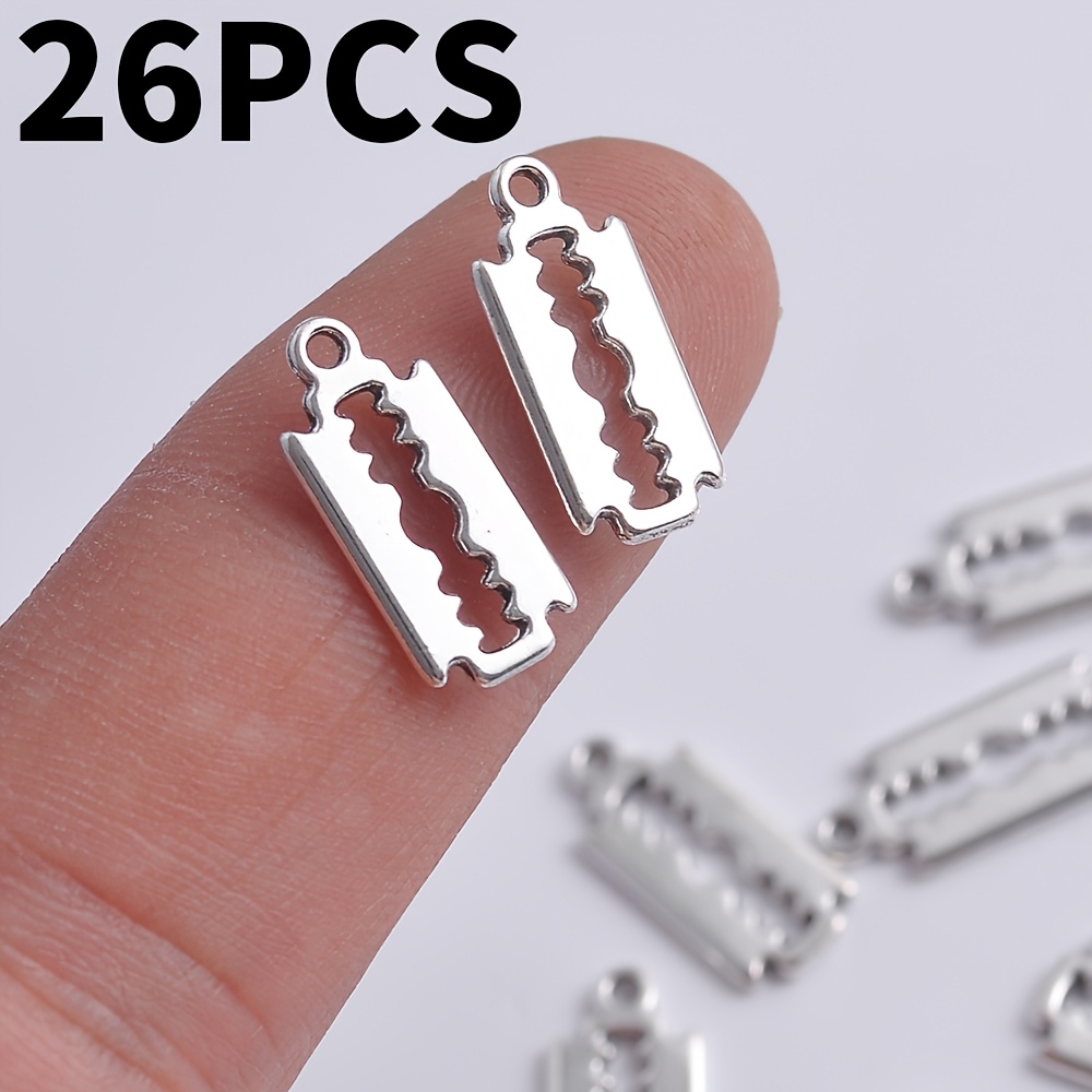 TEMU A Set Of 26 Vintage Silvery-colored Blade-shaped Metal Additions For Handmade Jewelry Materials. Street-style Cool Pendants Are Suitable For