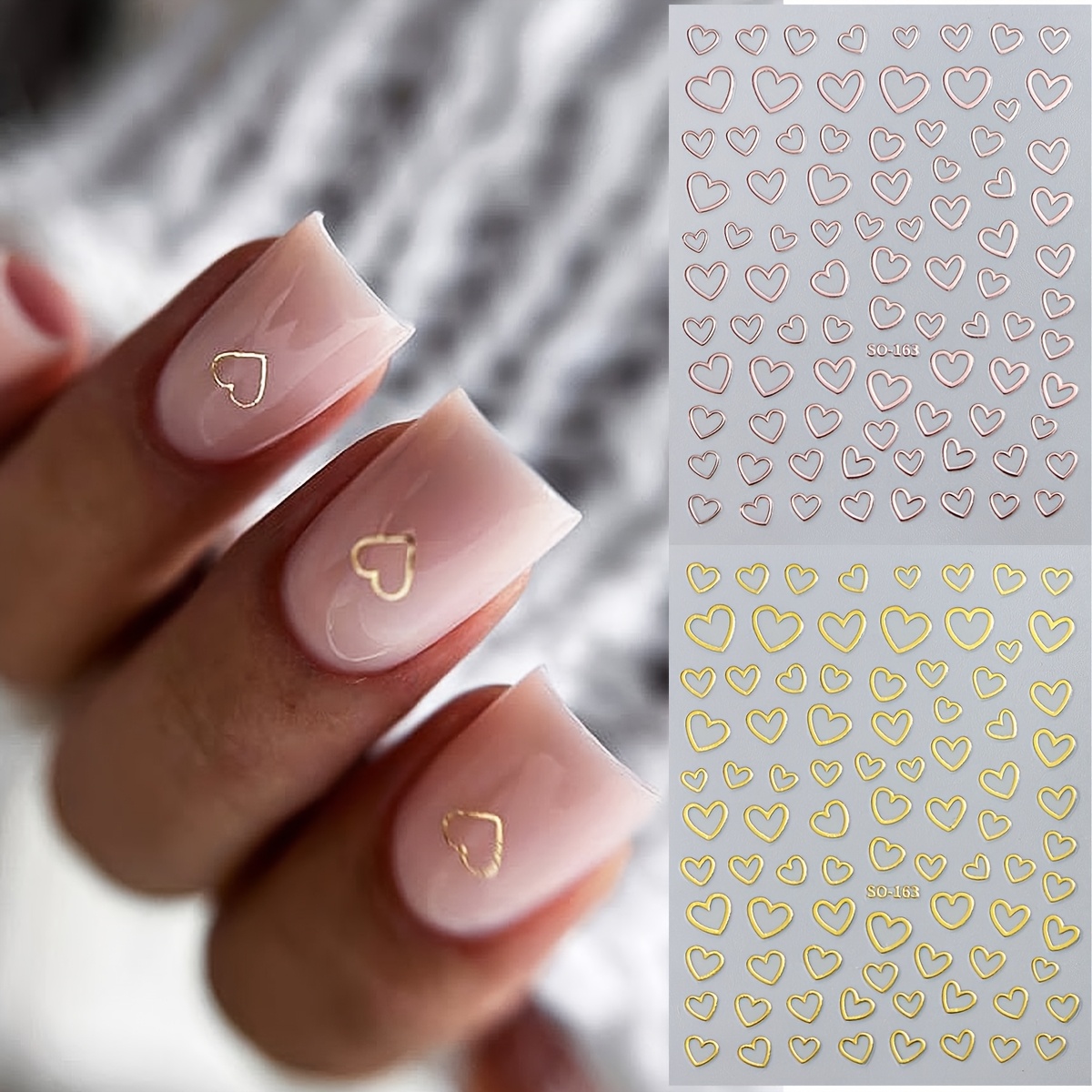 6 Blätter Nagelsticker Selbstklebend – Herz-Design In Rot, Schwarz & Weiß, Für Valentinstag, Glitzer-Nagelkunst, DIY Zubehör