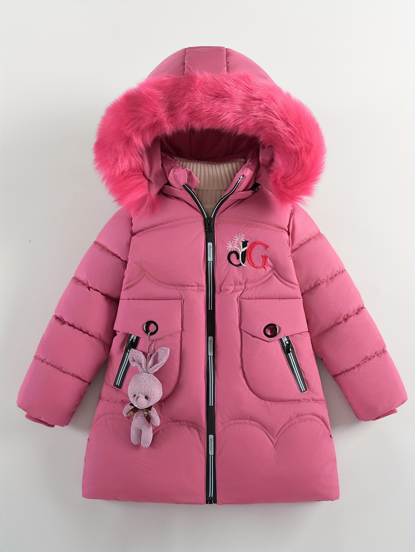 cute bunny winter coat girls pink length hooded parka Temu Greece