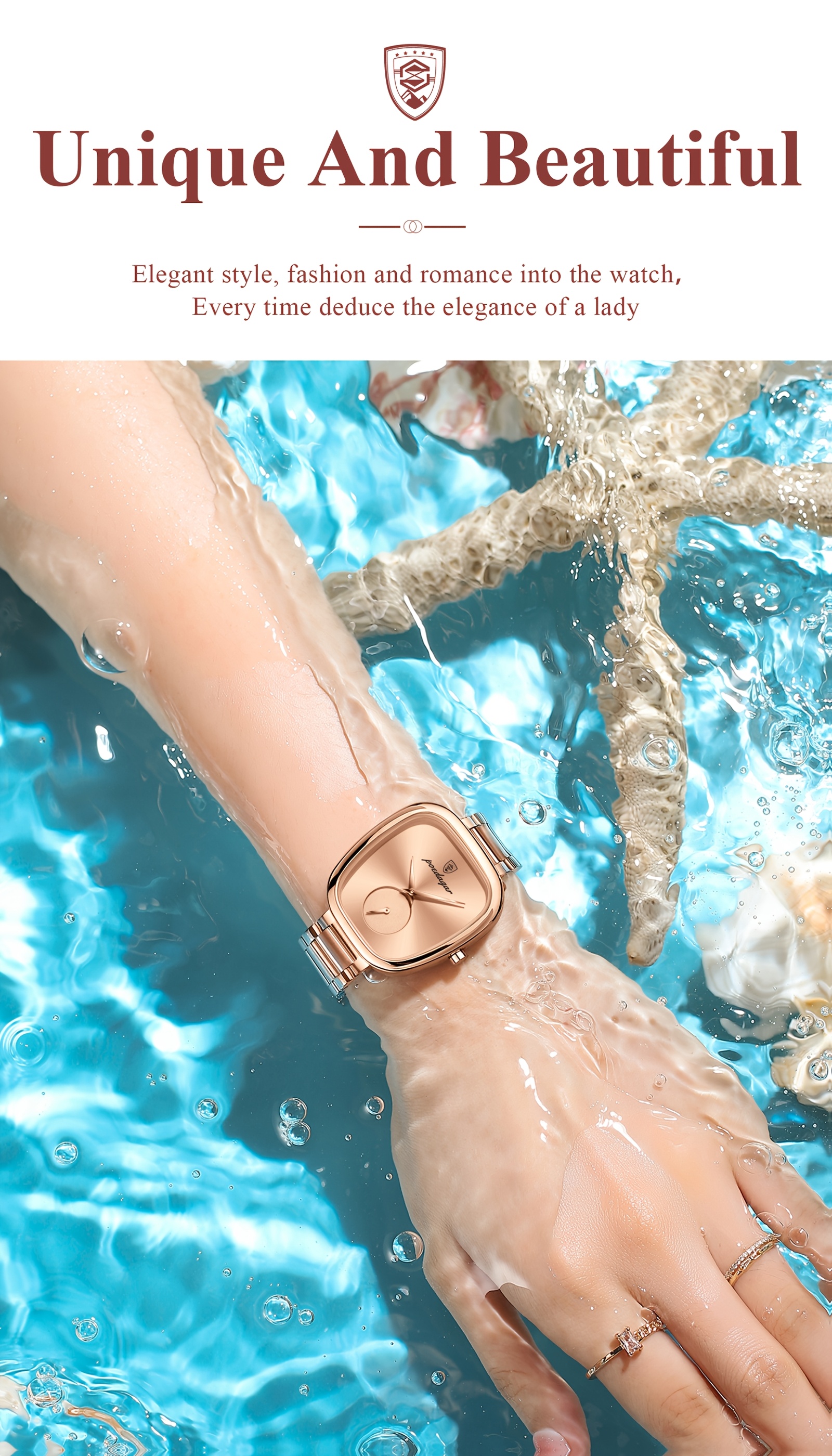 POEDAGAR Elegant Korean Style Ladies Wrist Watch, Square Alloy Case, Stainless Steel Band, Digital Display, 3ATM, Quartz Movement, Non-rechargeable Button Battery