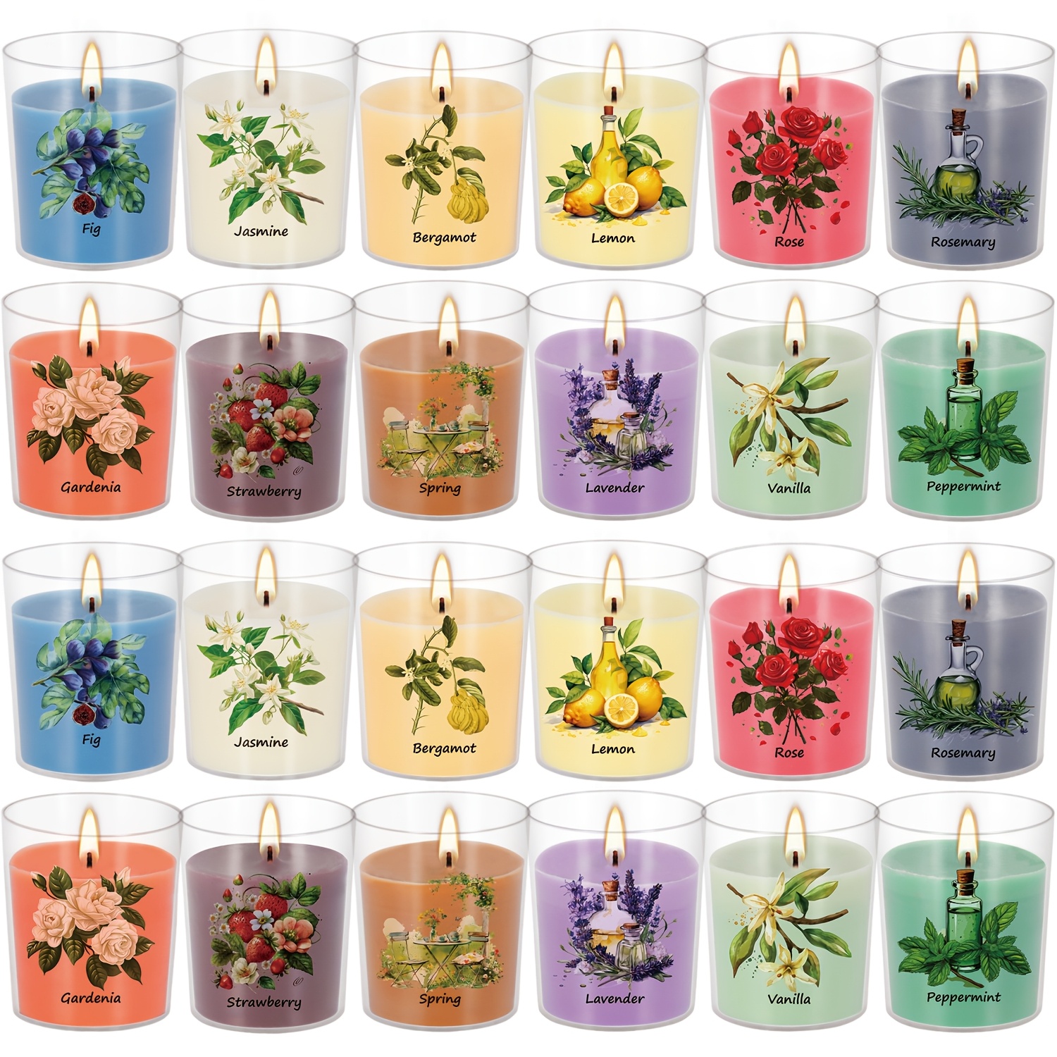 TEMU 24pcs Scented Candle Set, High-quality Soy Wax, Elegant And Fresh, Romantic And High-end Birthday Candles, Suitable For Christmas, Halloween,