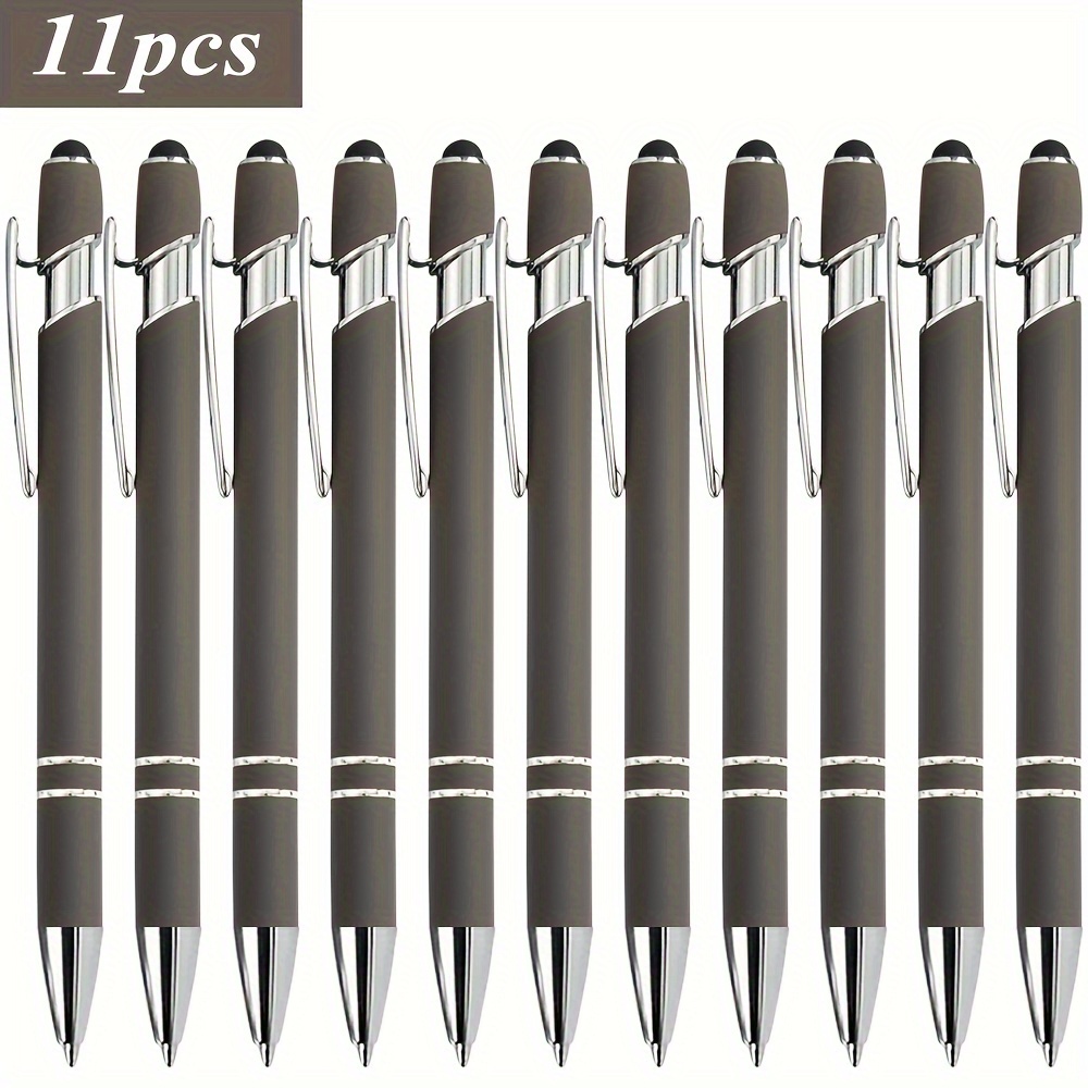 

11-pack Metal Retractable Ballpoint Pens With Stylus Tip - Medium Point Pens For Professional And Personal Use, Aluminum Body, Smooth Flow, Touchscreen Compatible, Suitable For 14+