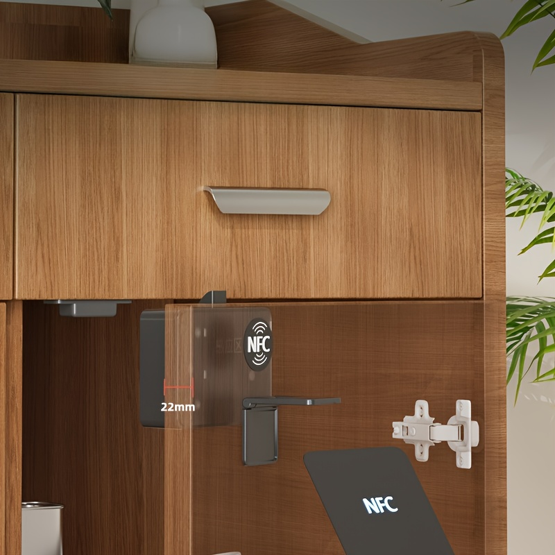 1 pieza, cerradura para cajón, armario de zapatos con tarjeta NFC, cerradura sin perforación, invisible, funciona con 3 pilas AAA, ideal para oficinas, gabinetes, armarios y roperos | Regalos de cumpleaños | Navidad | Halloween (pilas no incluidas)