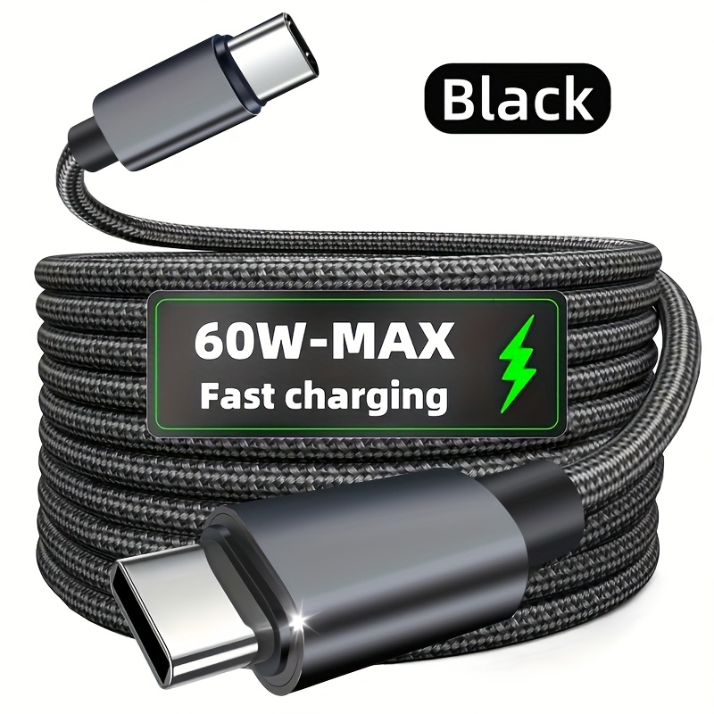 Image of 60w Usb C To Type C Cable Usb Pd Fast Charging Charger Cable Wire Cord Usb-c Typec Usb C Cable For Air Laptop, For Iphone 15 Pro Max For Mobile Phone Data
