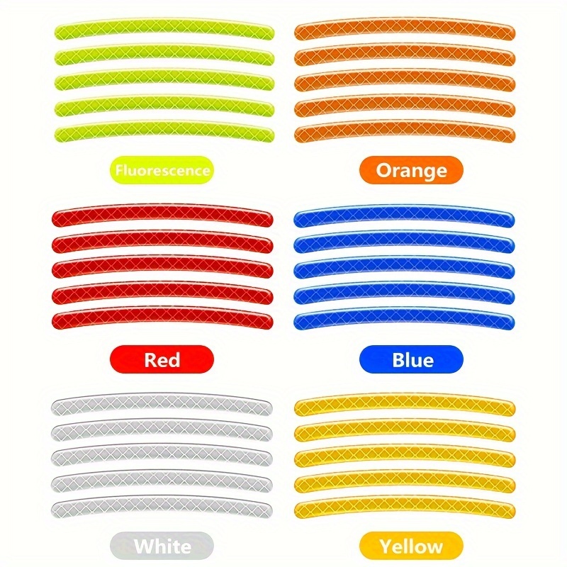 20pcs Reflective Wheel Hub Stickers - Luminous Tire Rim Decals for Enhanced Safety, Fits Cars, Motorcycles & Bicycles
