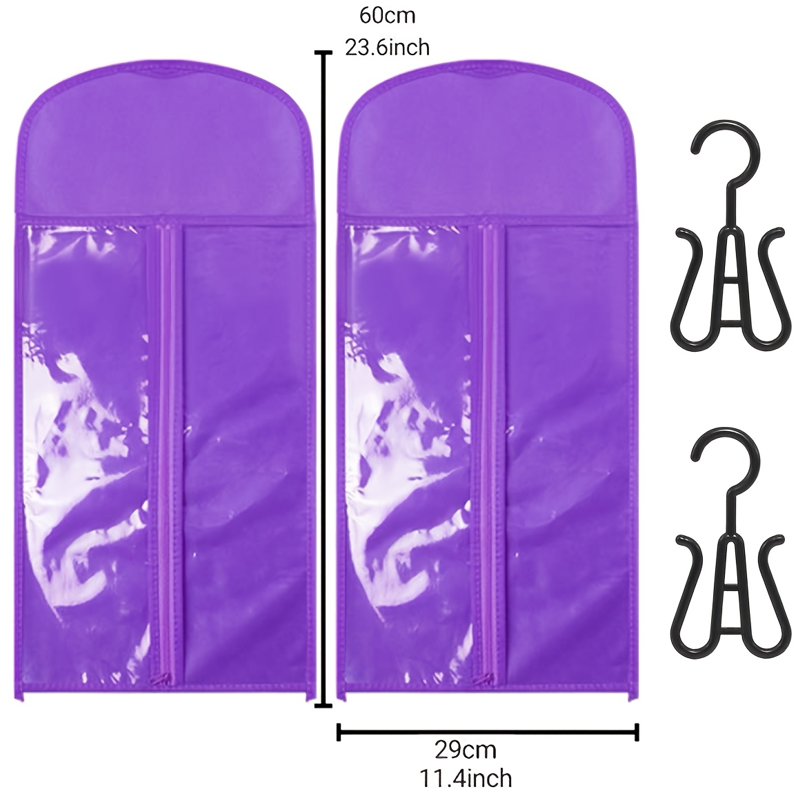 4pcs Wig Storage Bag Set, Suitable For Wig Storage And Organization. Includes 2 Bags Measuring Over 60cm And 2 Wig Hangers, An Essential Tool For Wig Storage