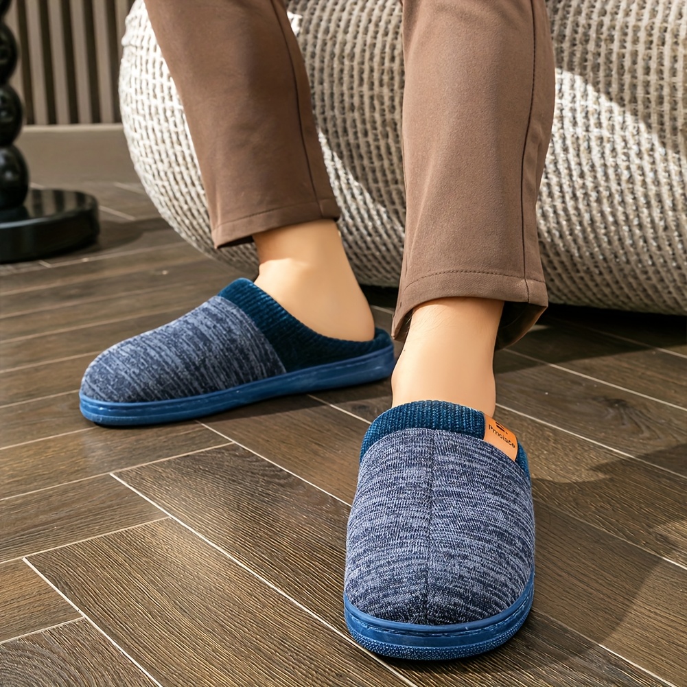 PMOISTE Heren Slip-On Memory Foam Slippers - Warme Winter Binnen/Buiten Huis Schoenen met Ondersteuning & Gevulde Binnenzool, Grote Maat (US 10-14) - Zacht Stoffen Bovenwerk & TPR Zool