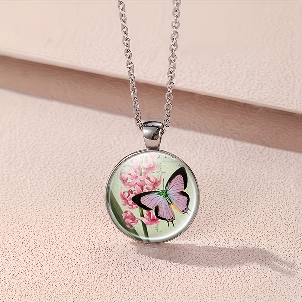 4pc Vintage-Style Jewelry Set with Floral and Butterfly Design