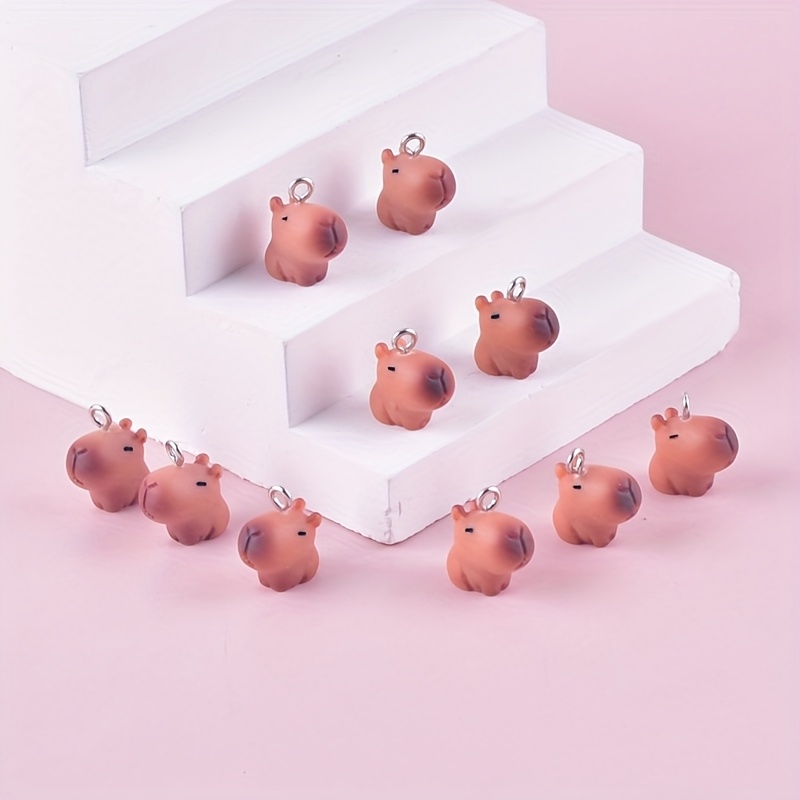Image of 10pcs Cute Cartoon Animal 3d Capybara Resin Charms Earrings Necklace Jewelry Additions