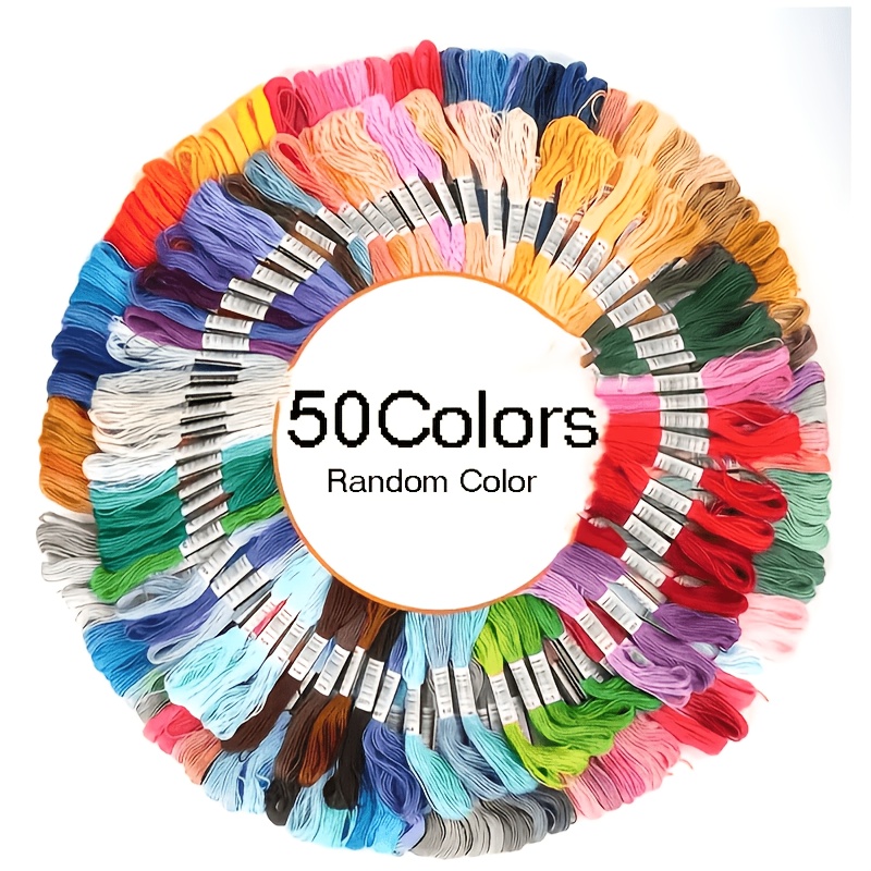 TEMU 50 Colorful Polyester Random Mixed Color Cross Stitch Thread, Bright Embroidery Thread, Suitable For Sewing Sets, Handmade Clothing, Bracelets,