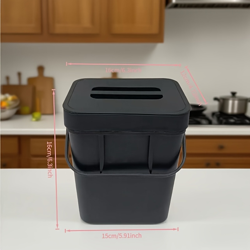 1 Compost Bin With Handle And Lid - 101.44oz Capacity, Durable Plastic Food Waste Disposal, Hanging Countertop Trash Can, Standard Large Capacity Suitable For Home Use, Compost Bin For Kitchen