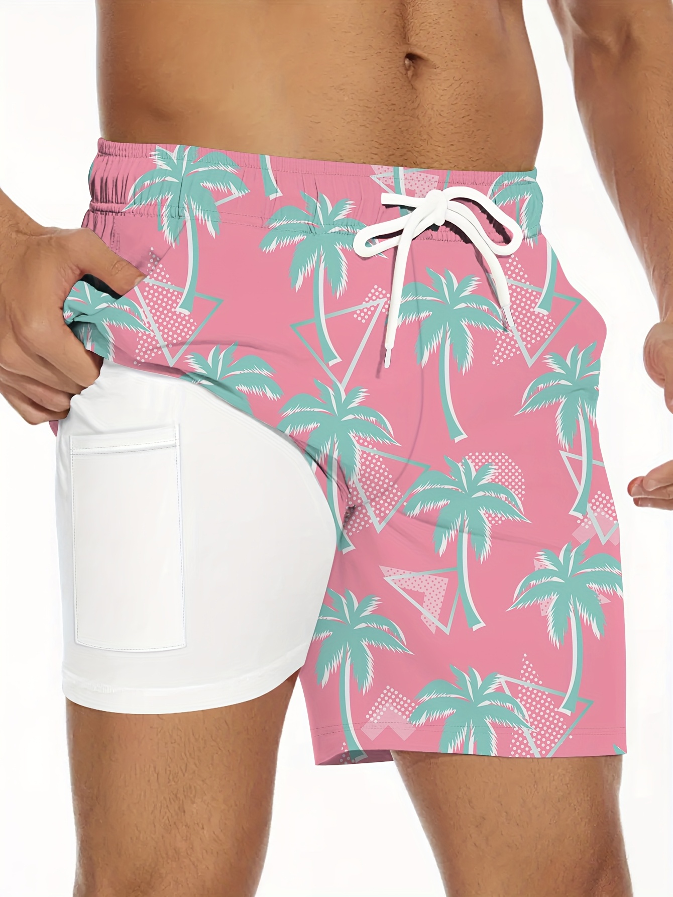 shorts playa hombre estampado palmeras cinturilla ajustable Temu
