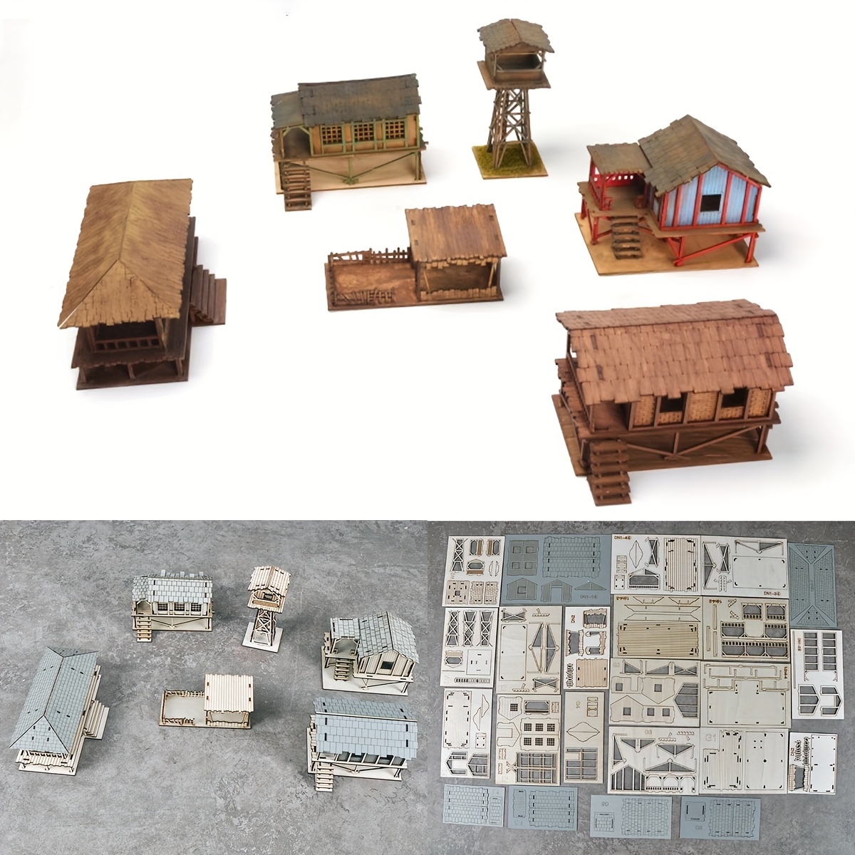 Architectural Model Sand Table Southeast Asian Log Cabin Diorama