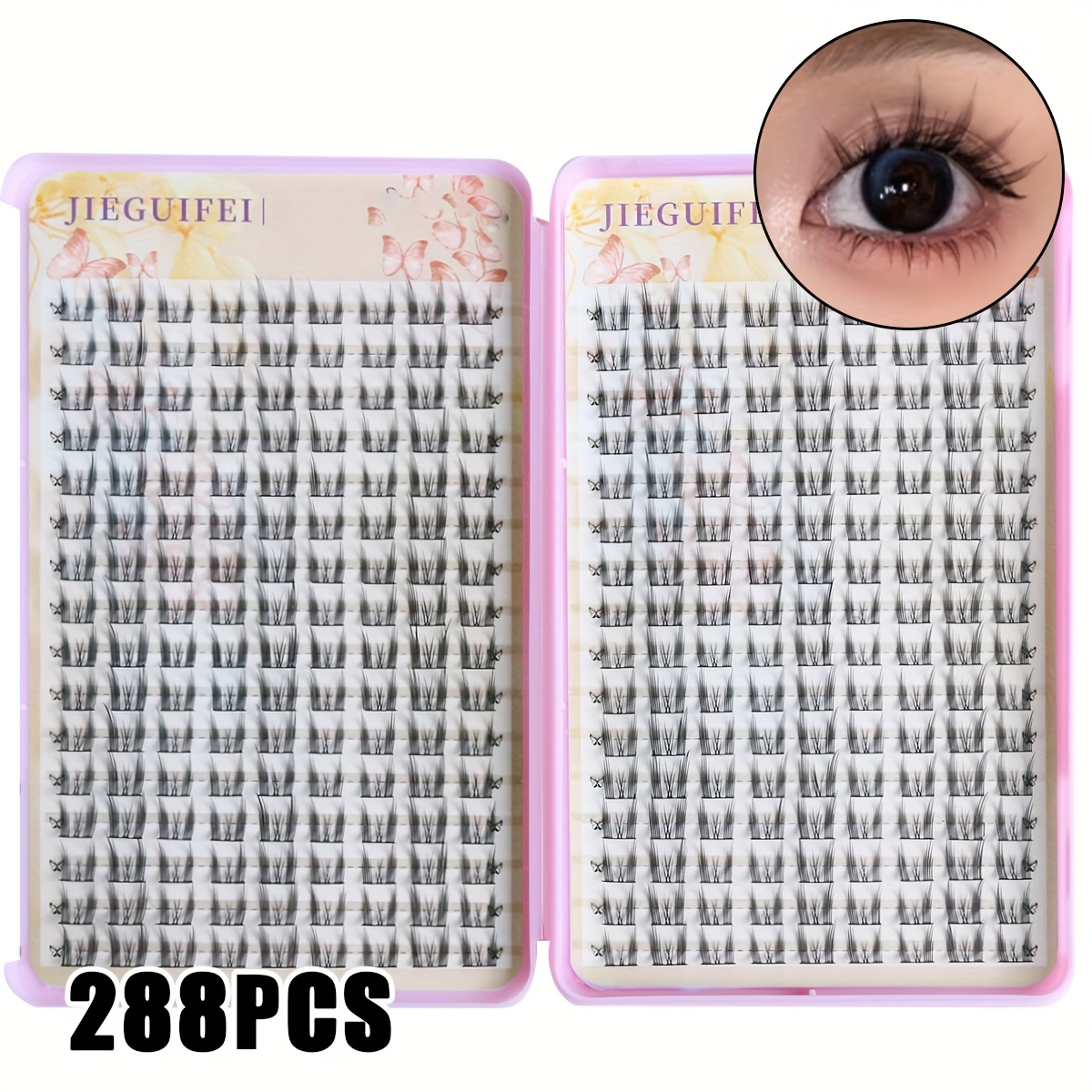 

288 Large Eyelashes With Pointed Cat-- 10-14mm Eyelashes That Are Natural And Light Without Blinking To Enlarge