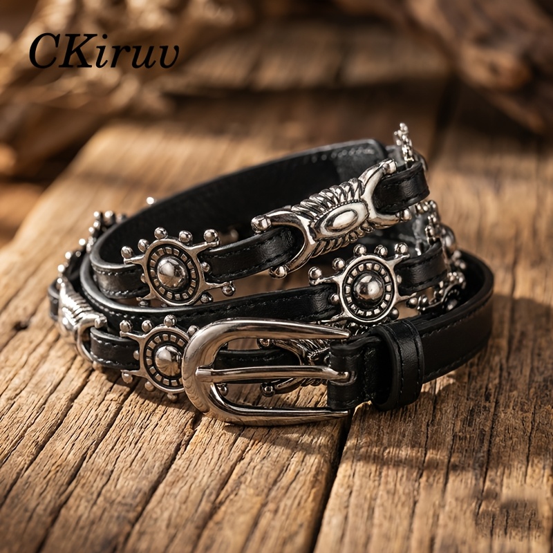 Studded Western Belt Retro Style Bohemian Style Womens Boho Belts Amazon.com: WHIPPY Western Belts for Women Vintage Disc  main image 2