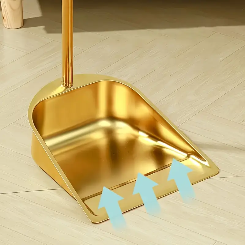 golden stainless steel broom and dustpan set heavy duty cleaning tools with head for home office restaurant garage patio ideal for hardwood tile floors elegant cleaning set floor maintenance sturdy construction office maintenance Product details 5