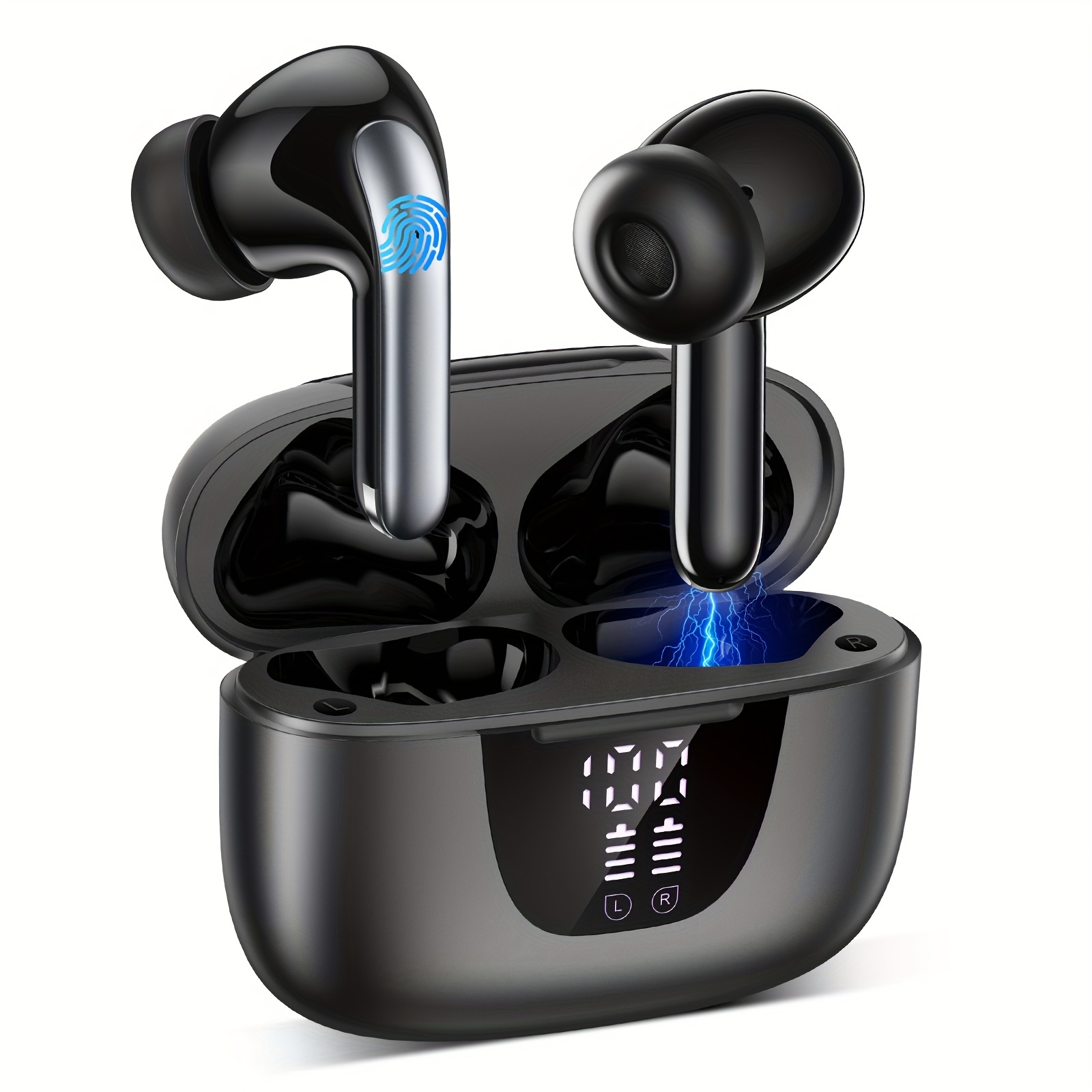 

Wireless Headphones, In-ear Headphones Wireless 5.3 With Led Display, Touch Control, Deep Bass, Surround Headphones Earpods With Call Noise Cancellation, 50 Hours Playtime
