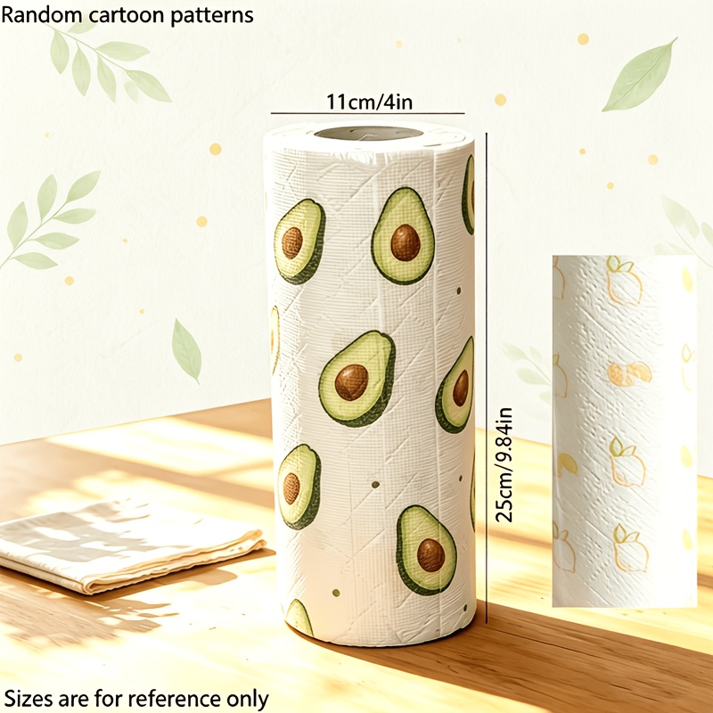 TEMU 1 Roll (20 Sheets) Floral Pattern Paper Towels Extra-large Capacity Widened Thickened Cleaning Cloth (120g/m²) Kitchen Paper Towels Cleaning