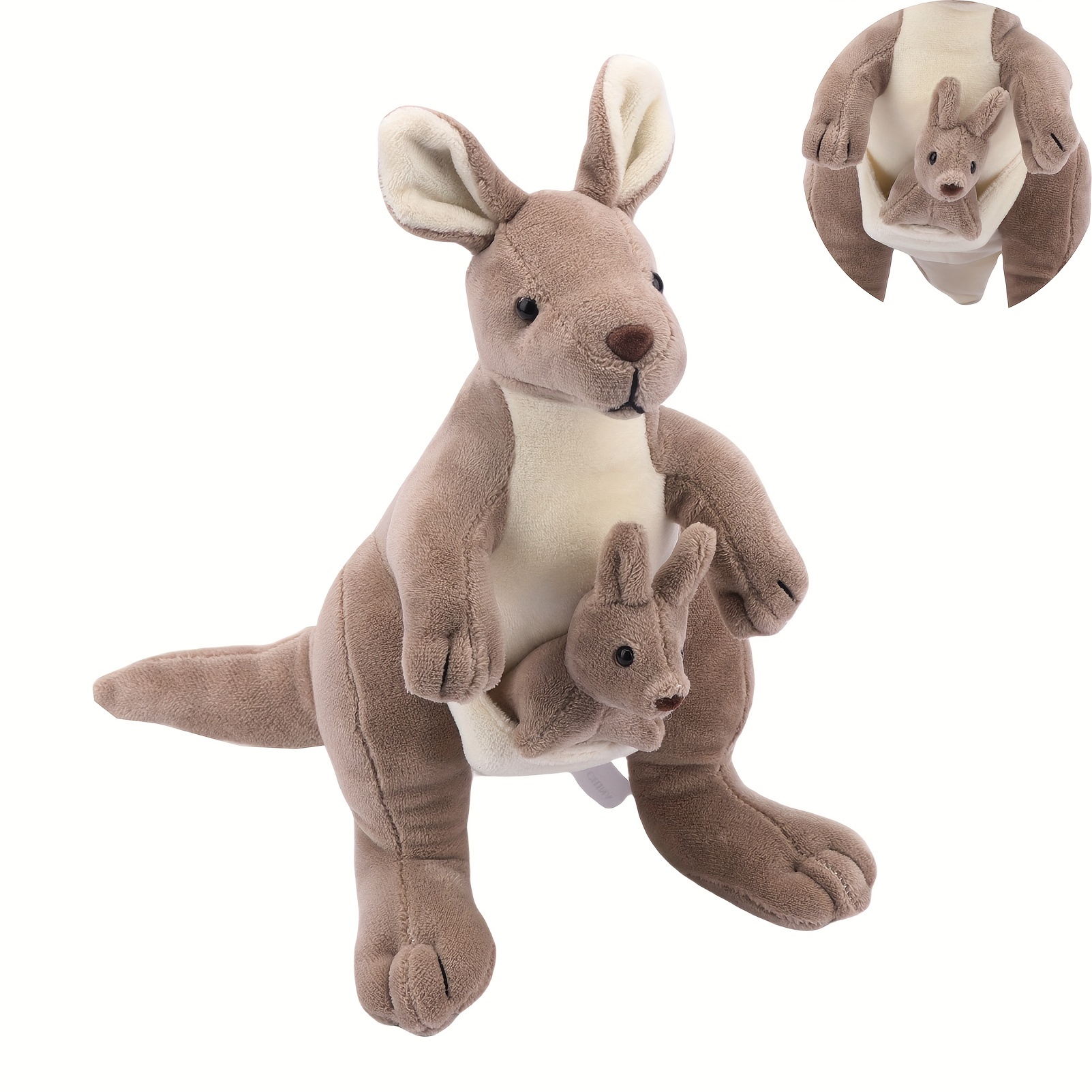 

25cm/9.84in Kangaroo Plush Toys Stuffed Animals Kangaroo With 1 Baby Plush Huggable Kangaroo Toy Special Day For Kids, Preschool Birthday Gifts For Kids