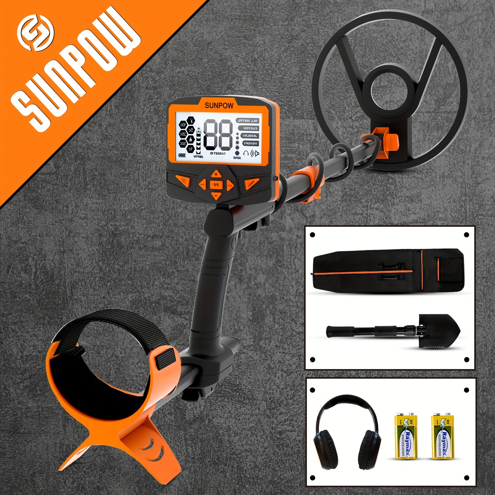 

Sunpow Professional Metal Detector For Adults - High , 5 , Golden Detection, Anti-interference, Advanced Dsp, 11" Depth, Battery Included, Orange &