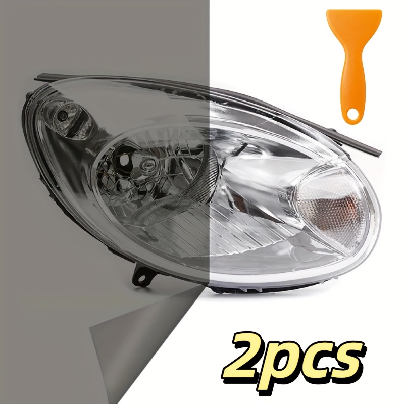 película de vinilo de color para envolver faros de automóvil de 11.81×47.24 pulgadas, adhesivo para faros impermeable y   transparente para   y motocicletas,     de arañazos y polvo, no     al retirarse,   espátula para una   instalación