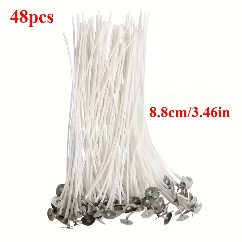 New 48pcs 2.57cm-19.8cm (1.01in-7.8in) Candle Wicks, Pre-waxed, Smoke-free, Long-burning For Candle Making Party Supplies