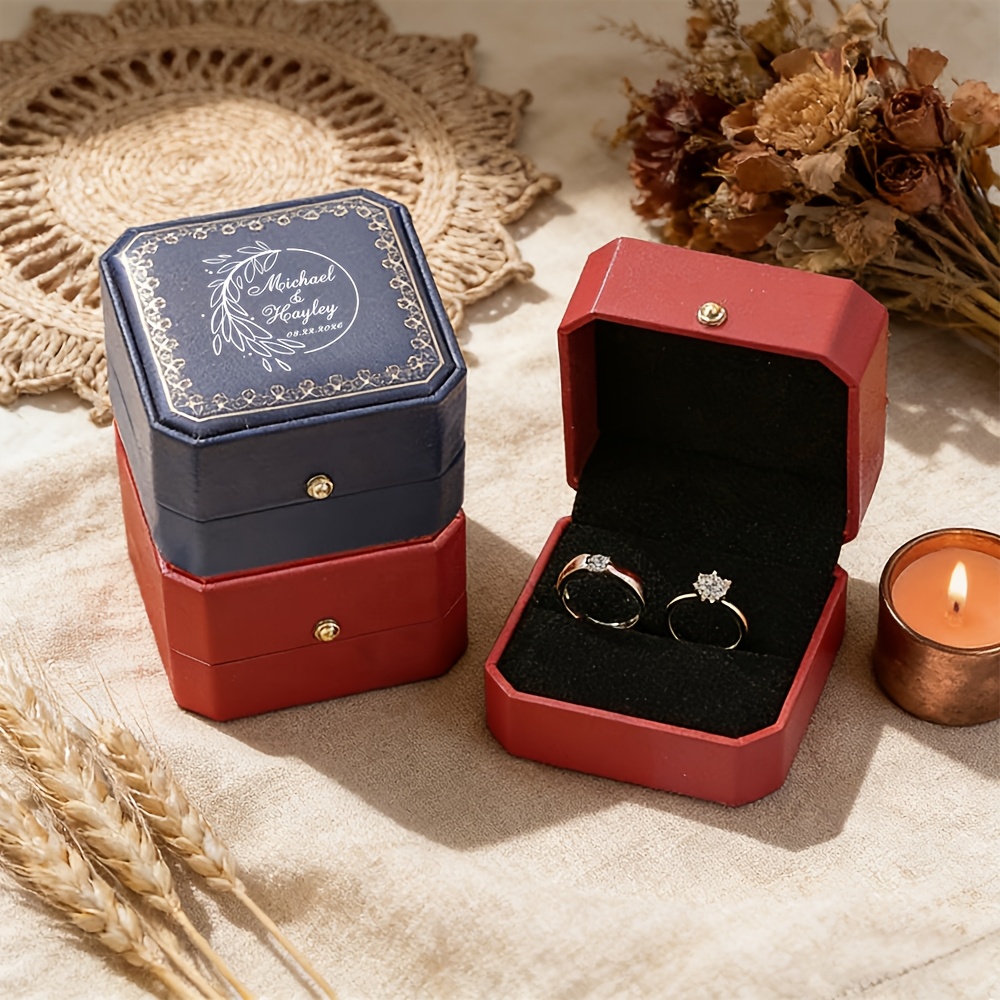 Personalized Wedding Ring Box with Velvet Lining
