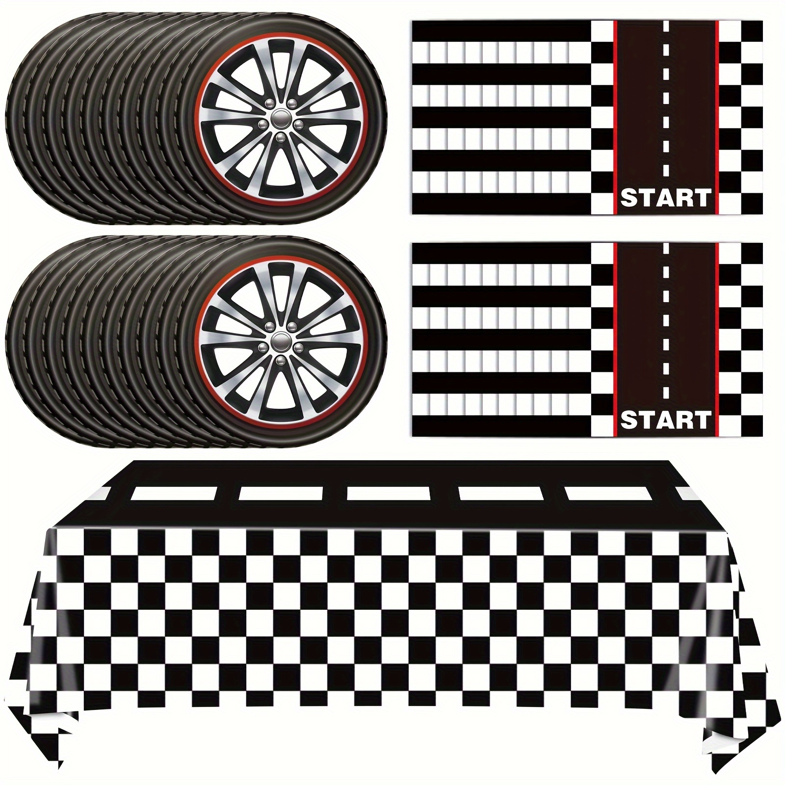 

41-piece Racing Car Party Supplies Set - Race Track Themed Disposable Dinnerware With Plates, Napkins, And Tablecloth - Perfect For Birthday, Sports Events, And Racing Party Decorations