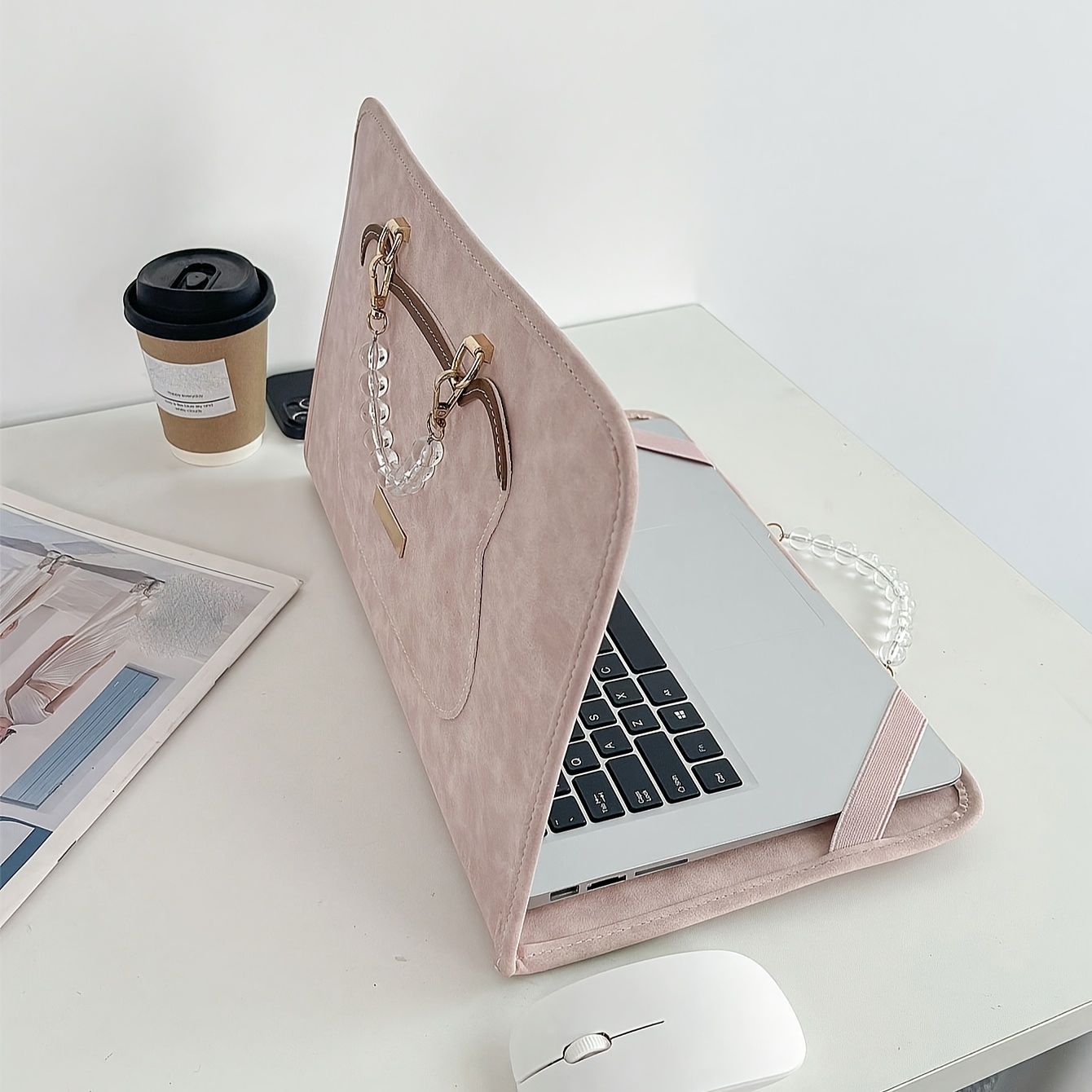 stylish pink laptop sleeve chain strap lightweight Temu Ireland