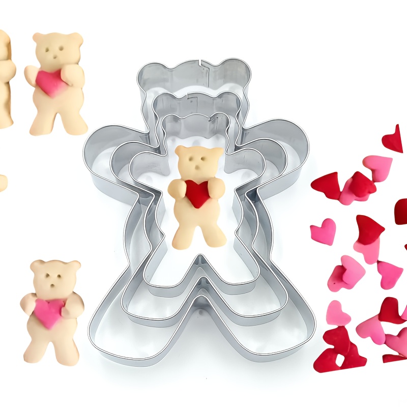 Formina Per Biscotti Orsetto Set 4 Formine Biscotti A Forma Di Orsetto - Acciaio Inox Per Pasta, Fondente, 8x6 Cm Stampi Biscotti Befana - Foto 9