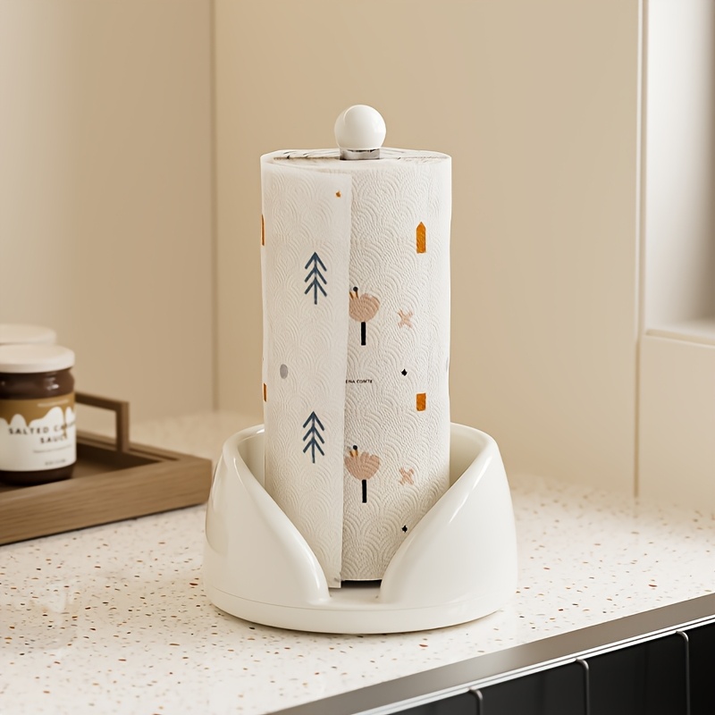1pc stainless plastic rotating kitchen paper towel holder countertop organizer space saving rotator roll dispenser with hygienic   access compatible with napkins cling film   tape free for office Product details 9