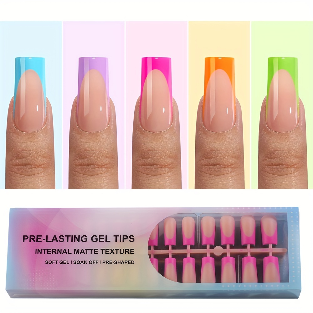 

150-piece Long French Press-on Nails Set - Mixed Color Matte Finish, Square Shape Gel Nail Tips - Durable & Pre-shaped For Diy Manicure, Suitable For Women & Nail Salons - Assorted Sizes