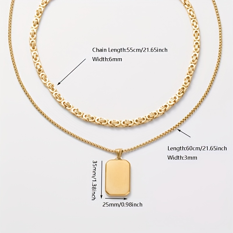 Men's Handcrafted Link-Style Emperor Necklace Set, 3 Pieces