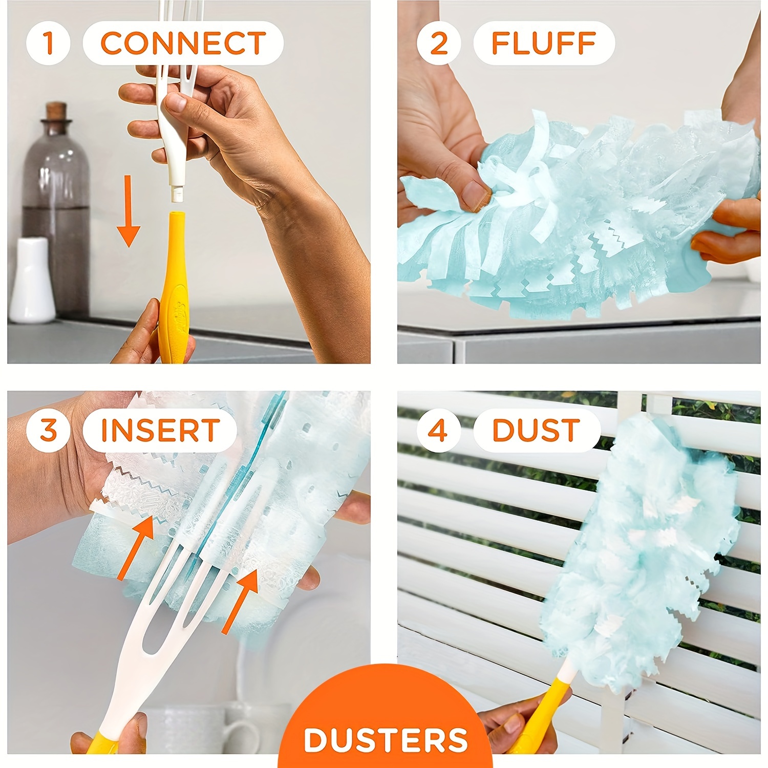 52 Piezas Kit Recambio Plumero Swiffer 360°: 50 Fundas Atrapapolvo + Mango + Poste Telescópico – Limpieza Sin Esfuerzo