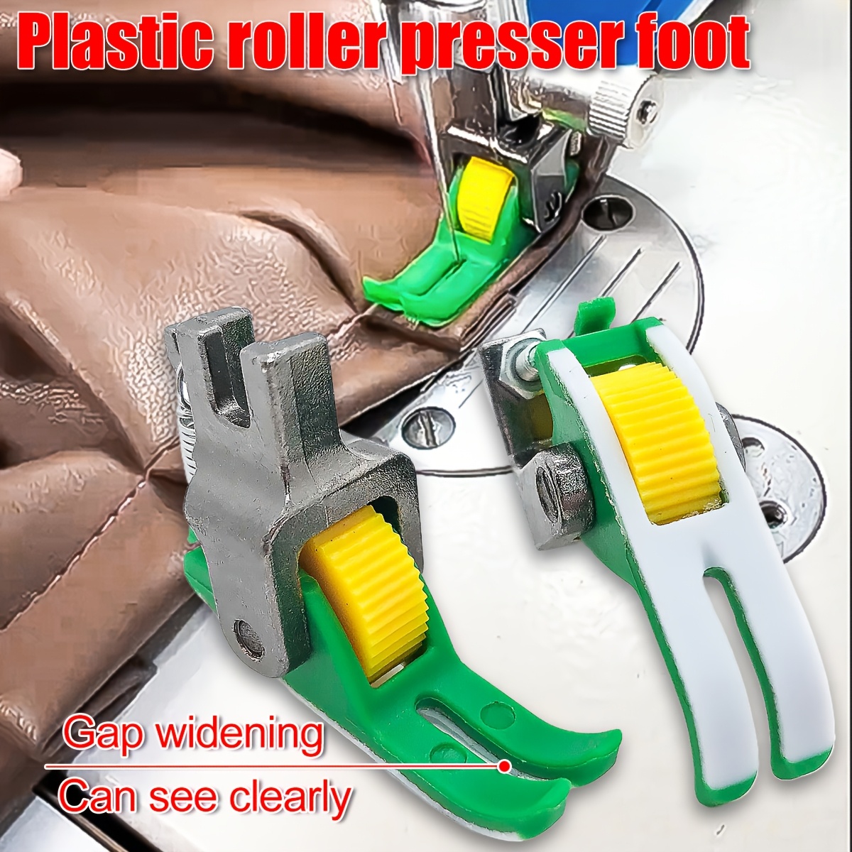 

8pcs Upgraded Wide Gap Flat Car Plastic Roller Presser Foot Does Not Eat Cloth Or Push Cloth Pressing Line Universal Wheel Presser Foot