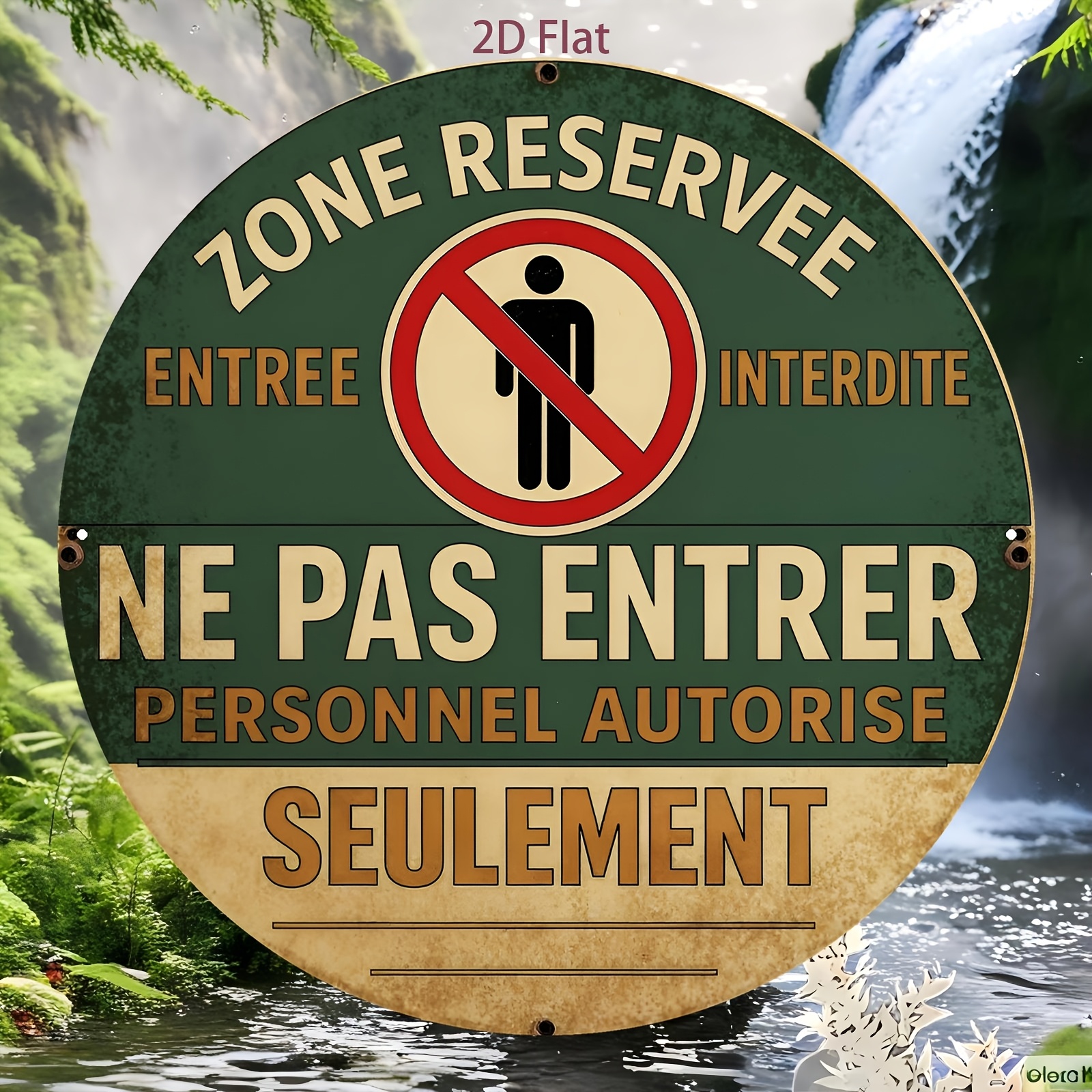 TEMU 2D Plat - Plan 2D, 1pc Panneau Interdiction Français Rétro avec Symbole d'Interdiction - Rétro Rond en Aluminium Mural, Convient , , la