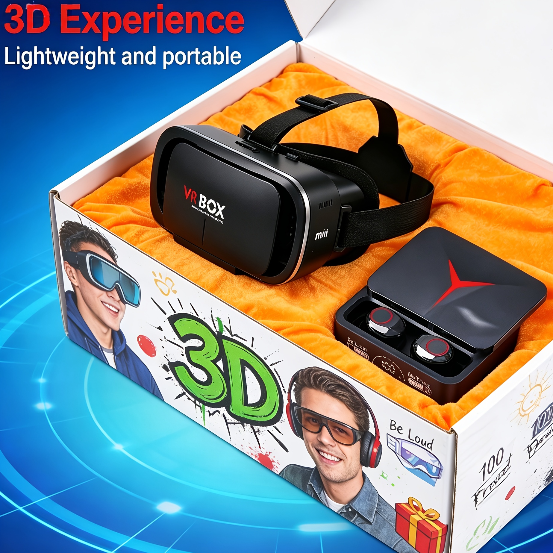 TEMU A 3d Glasses With Headphones, Suitable For And Ios Phones, Used For A Dual Visual And Auditory Experience, 3d Game And Movie Additions,