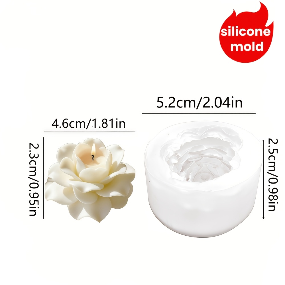TEMU Candle Silicone Mold - 1pc Romantic Rose-shaped Silicone Candle Mold, Suitable For Scented Candles, , And Plaster Crafts - Easy To Demold, Heat