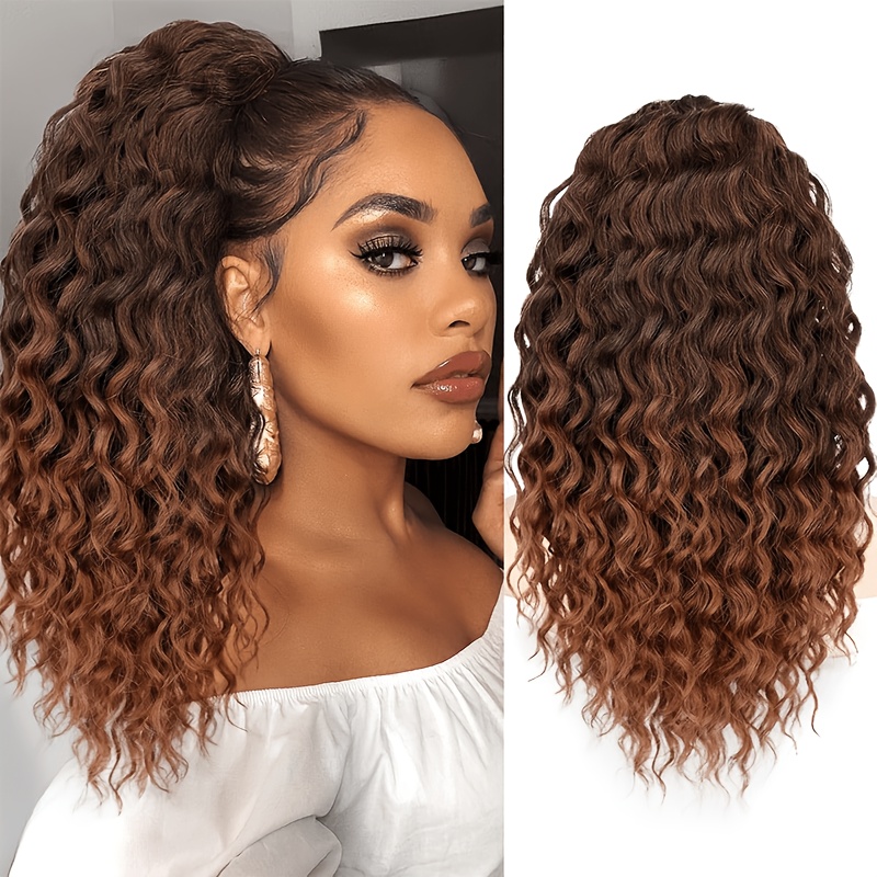 Image of Black Ponytail Extension 14 Inch Curly Drawstring Ponytail For Women Clip In Fake Ponytailsynthetic Curly Pony Tails Hair Extensions For Daily Use & Party