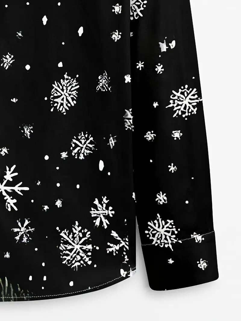 christmas print dress shirt Christmas Men's Snowflake Satin Shirt Dress Shirt Button Up Shirt Long Sleeve Casual Vacation Party Evening Wear Dailywear Summer Spring Fall Collared Shirts 3D Print Yellow Red Blue Purple Green 2026