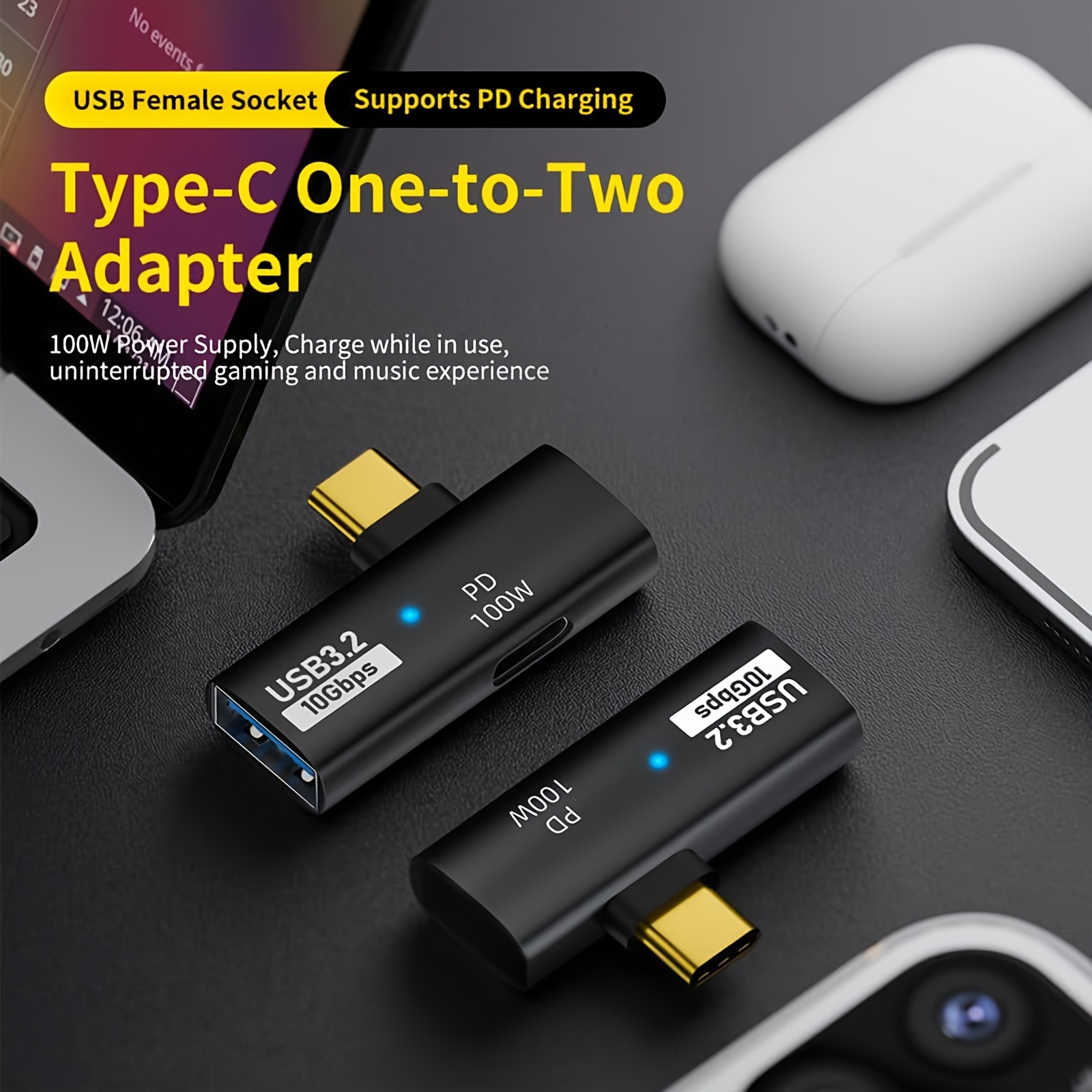 

100w Pd Usb-c To Usb Otg Adapter - Charging & , Metal , Compatible Phones, Tablets, Macbooks