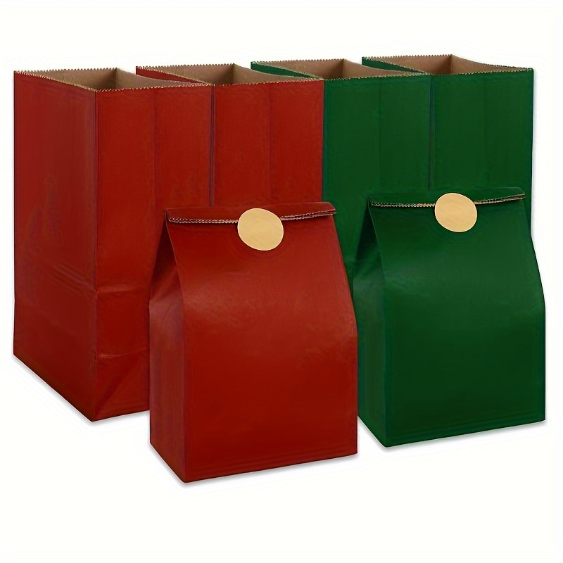 

24pcs Sacs de Fête de Noël - Sacs Cadeaux en Kraft Rouge & Vert avec Autocollants pour Friandises, Bonbons et Présents - Idéaux pour Noël, An et Anniversaires