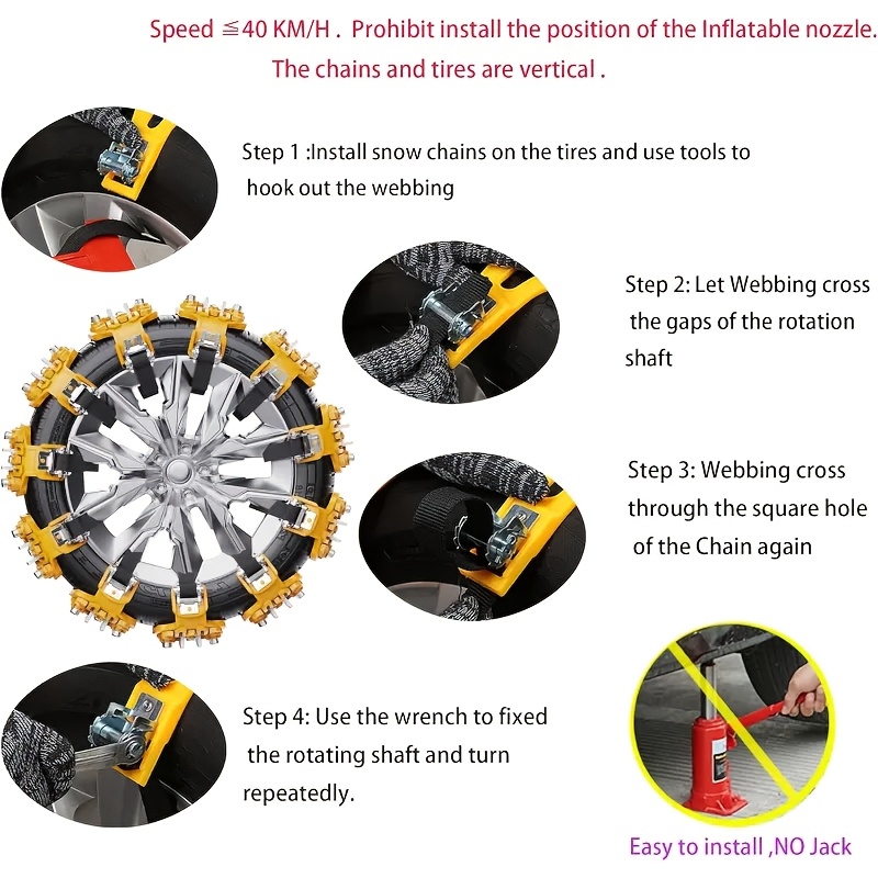 8pcs set of anti slip emergency tire straps snow anti slip chains mud trap devices replacement snow traction mats or tire chains for small trucks and suvs Product details 4