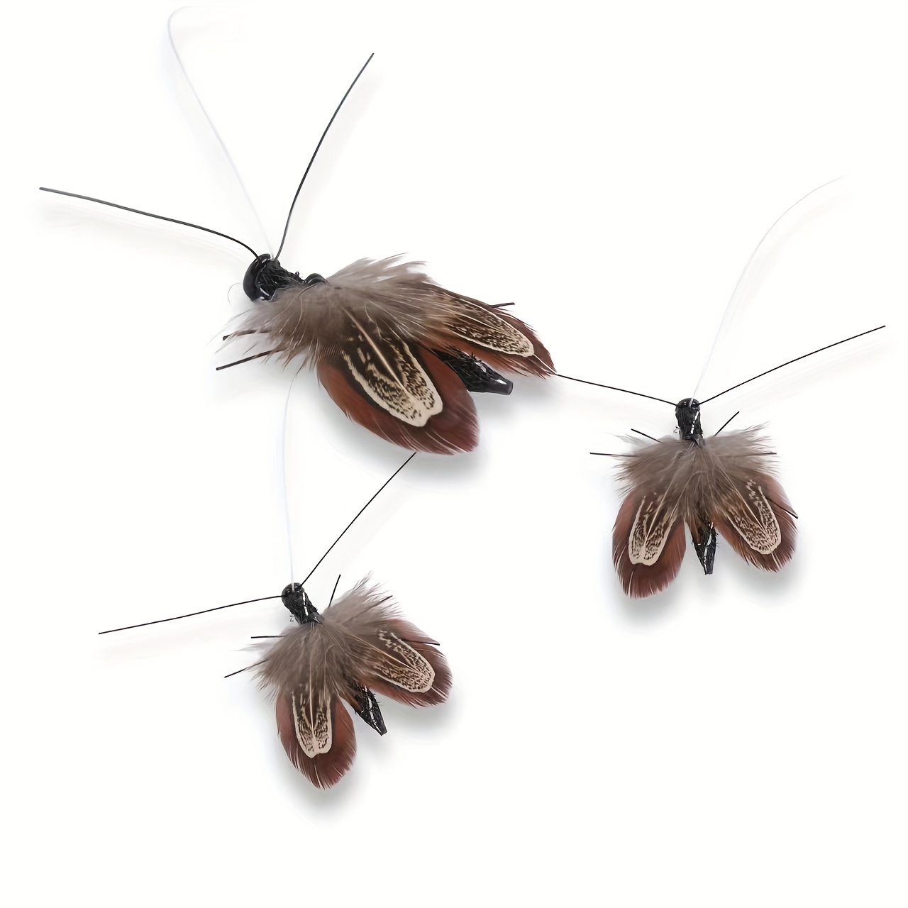TEMU 3pcs Cat Toys, Cat Toys Wand Replacement, Realistic Insect Flying Bug Artificial Feather Cat Toy, Durable Replacement Heads For Cat Teasing