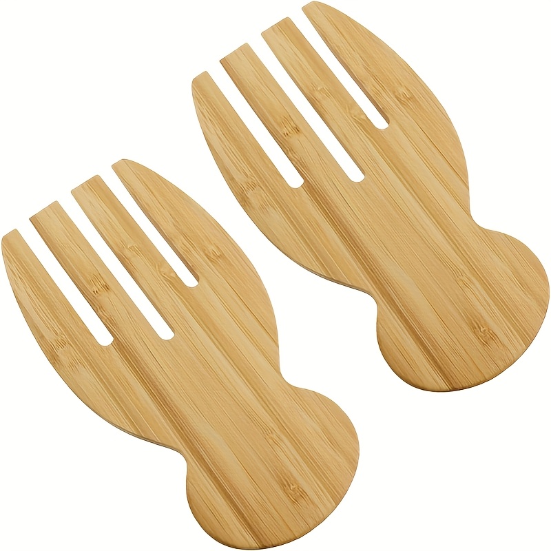 2 Stck, kreative Bambus-Salatwender, praktische Kchenhelfer aus Holz zum  Zubereiten Servieren, kleine Salatgabeln