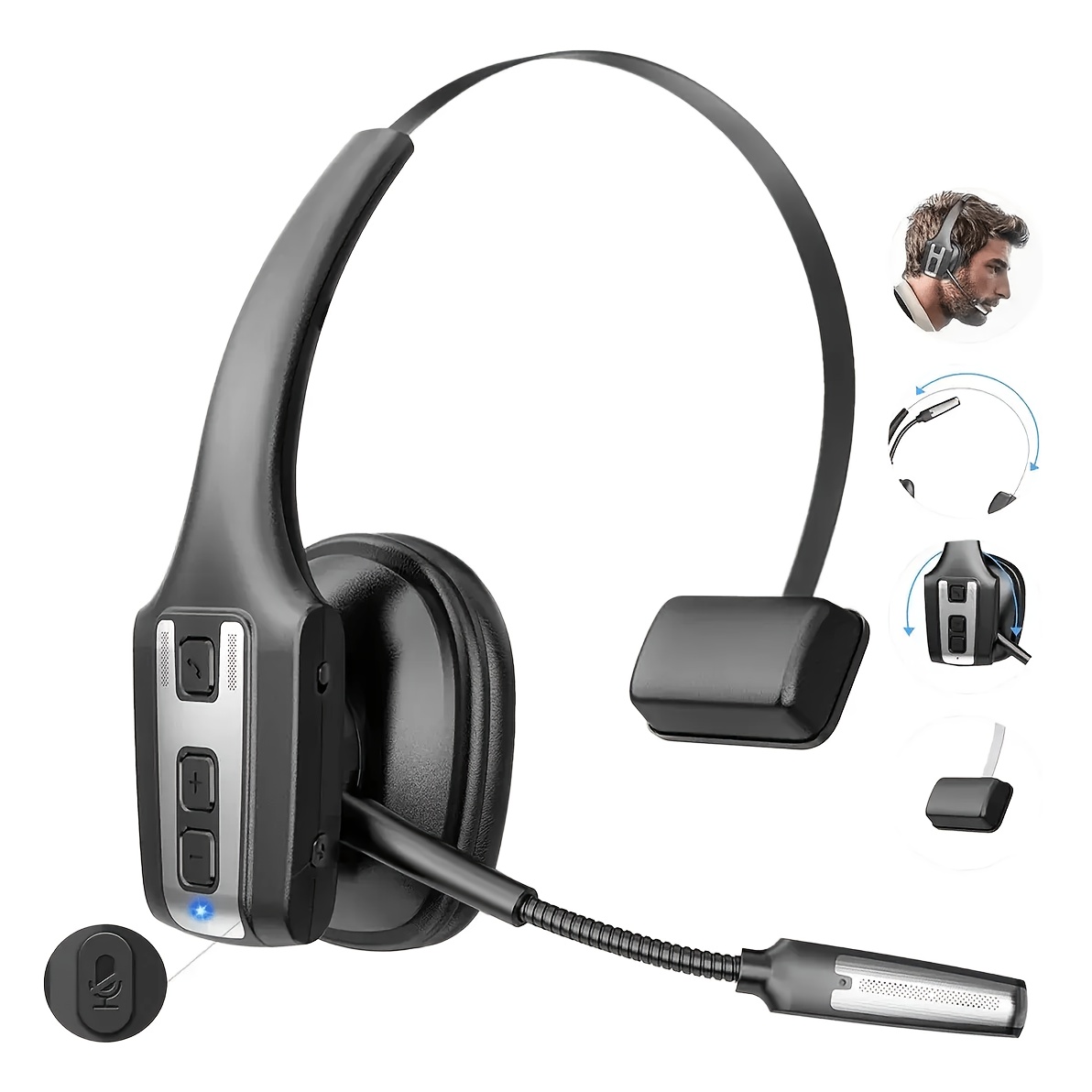 TEMU Wireless Bluetooth Headphones, Call Noise Reduction, Portable And Lightweight, Stylish, Type-c Charging, Black, Can Connect To 2 Devices