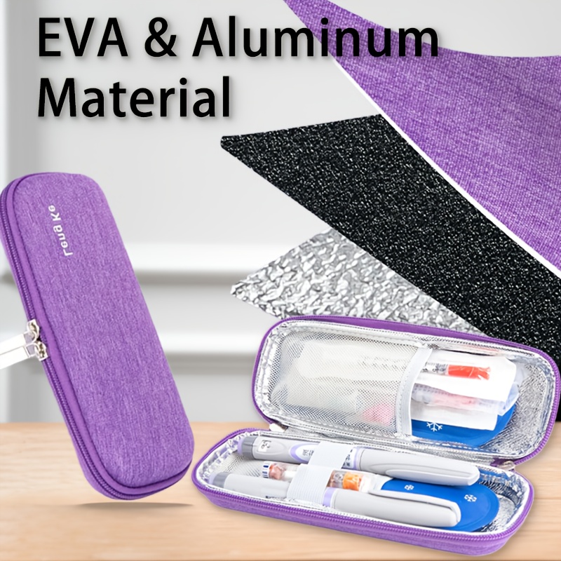 1pc Premium Insulin Cooler Travel Case with 2 Gel Ice Packs - EVA & Aluminum, Zippered Compartment for Supplies, Pens, Glucose Strips - Ideal for Outdoor Sports & Activities, Accessories