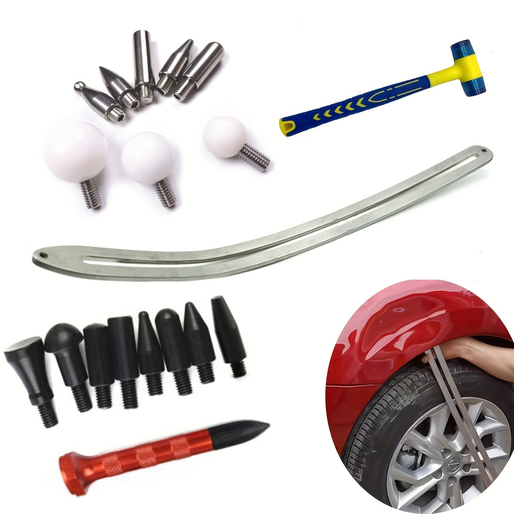 Image of Auto Dent Repair Slide Bar Set: Durable Steel, No Needed - Complete Kit With Sizes Of Dents For Car Hood And Fender Repairs, Car Body Repair Tools| Decor|steel Constructio